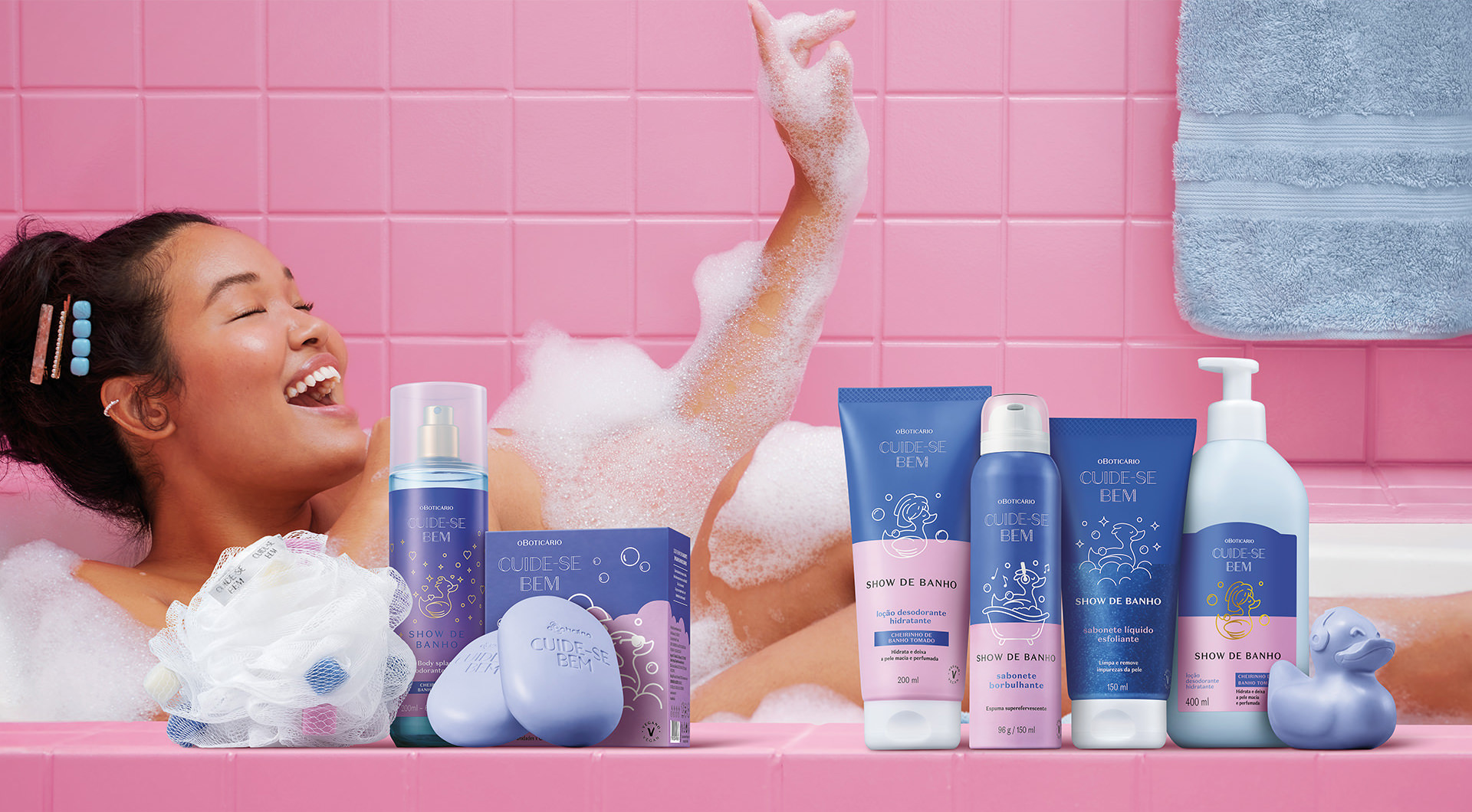 Projeto design de embalagem Cuide-Se Bem Show de Banho, o Boticário.