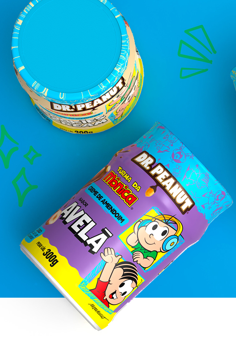 Projeto design de embalagem Dr. Peanut Turma da Mônica.