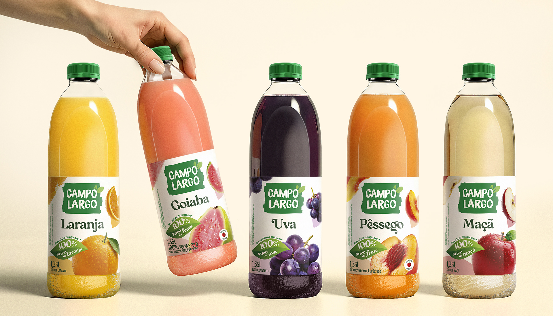 Projeto de design de embalagens sucos Campo Largo.