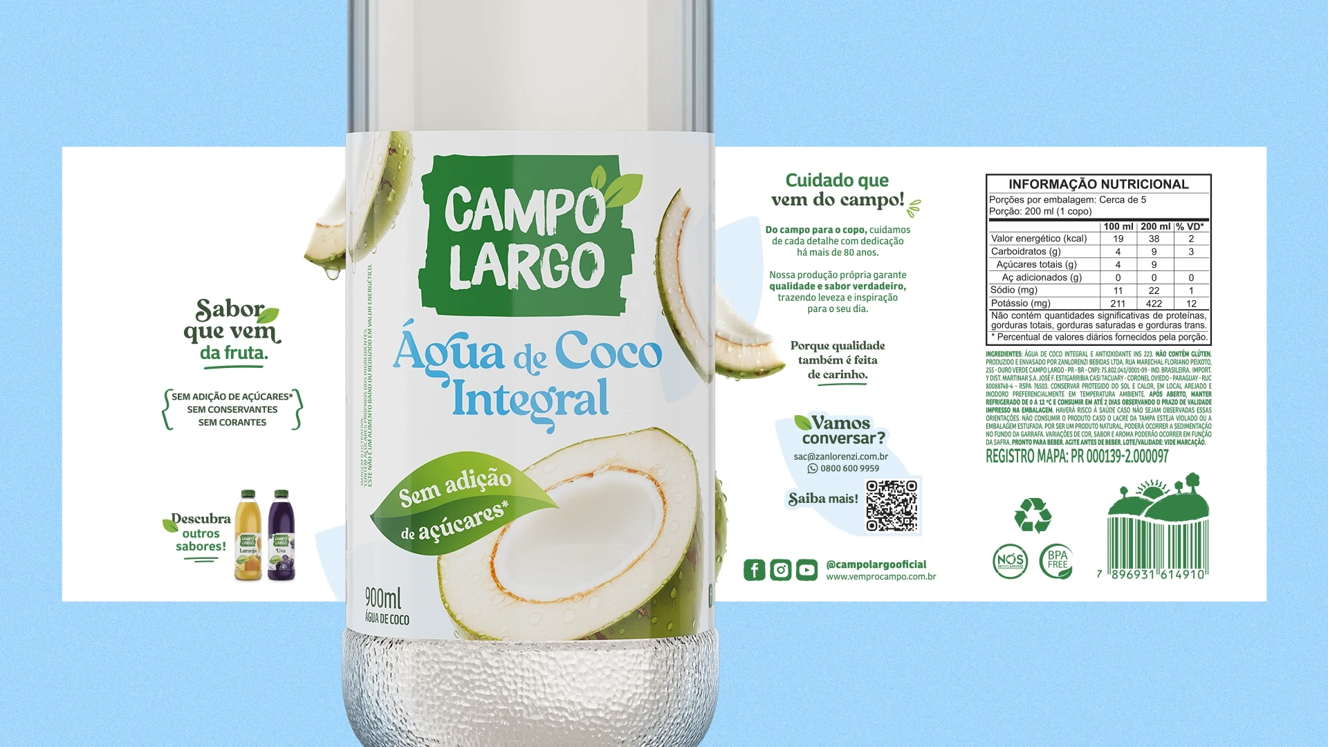 Projeto de design de embalagens sucos Campo Largo.