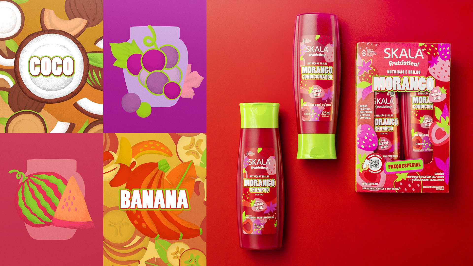 Projeto de design de embalagens sucos Skala Frutastica.