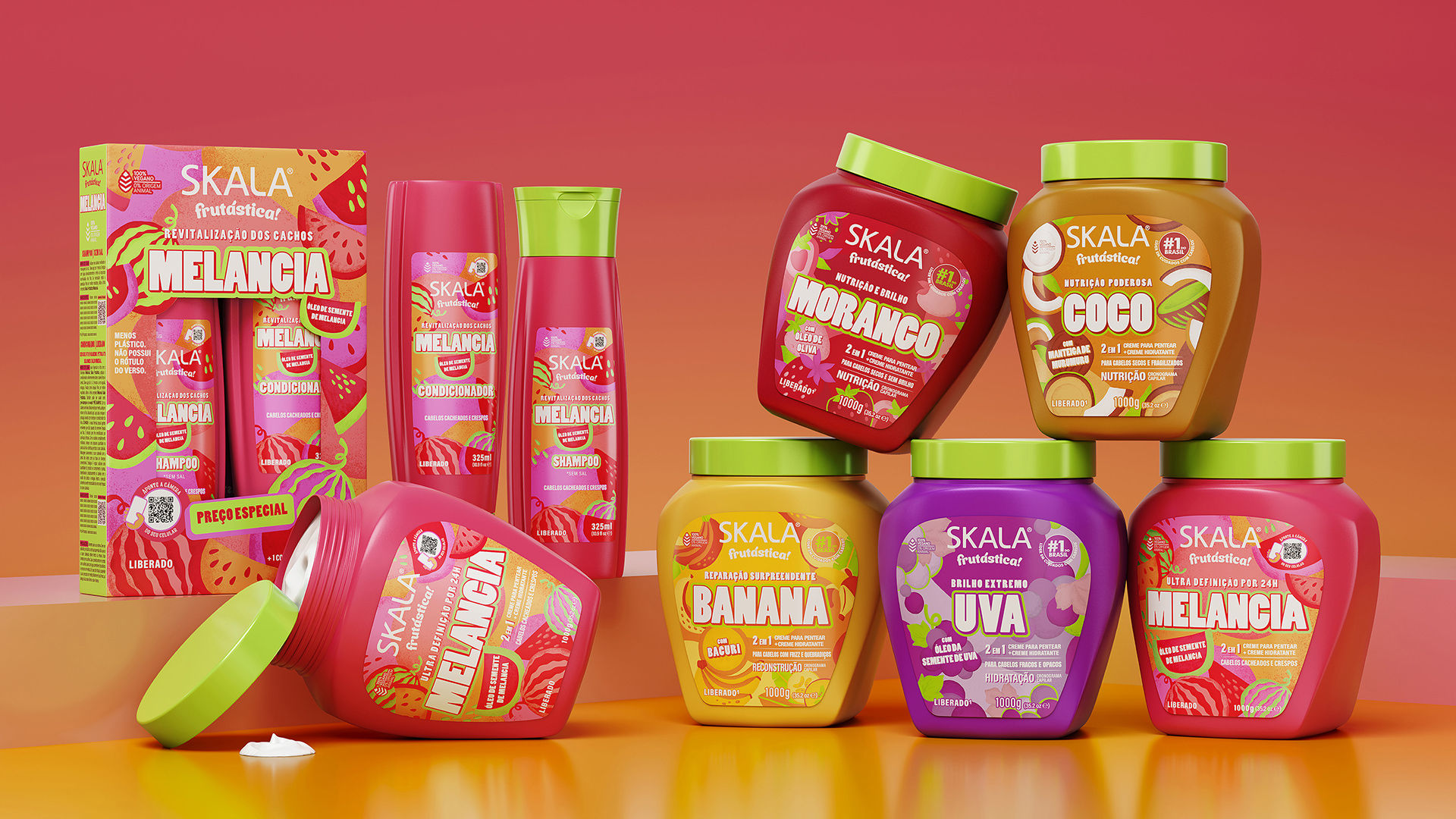 Projeto de design de embalagens sucos Skala Frutastica.