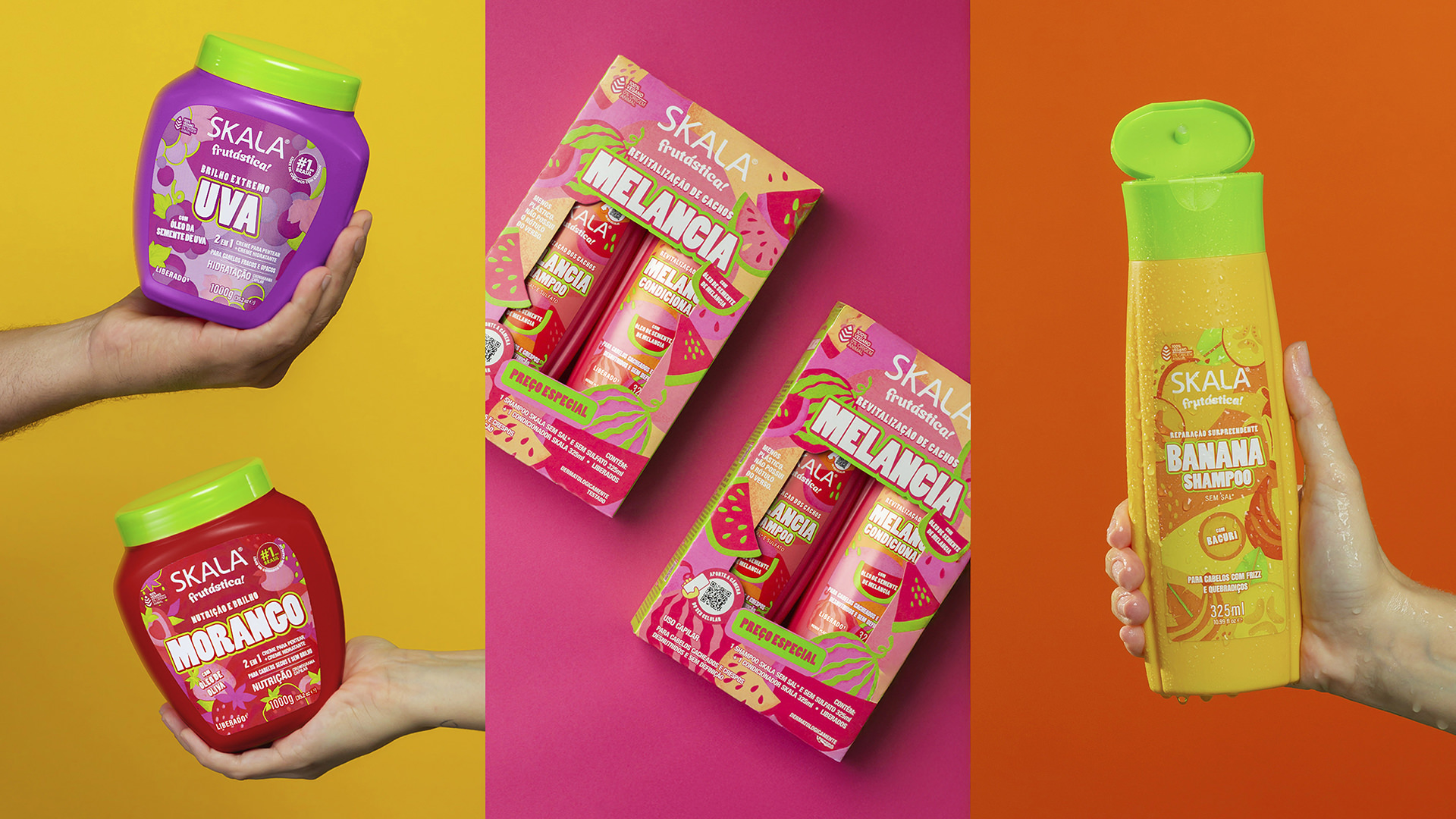 Projeto de design de embalagens sucos Skala Frutastica.